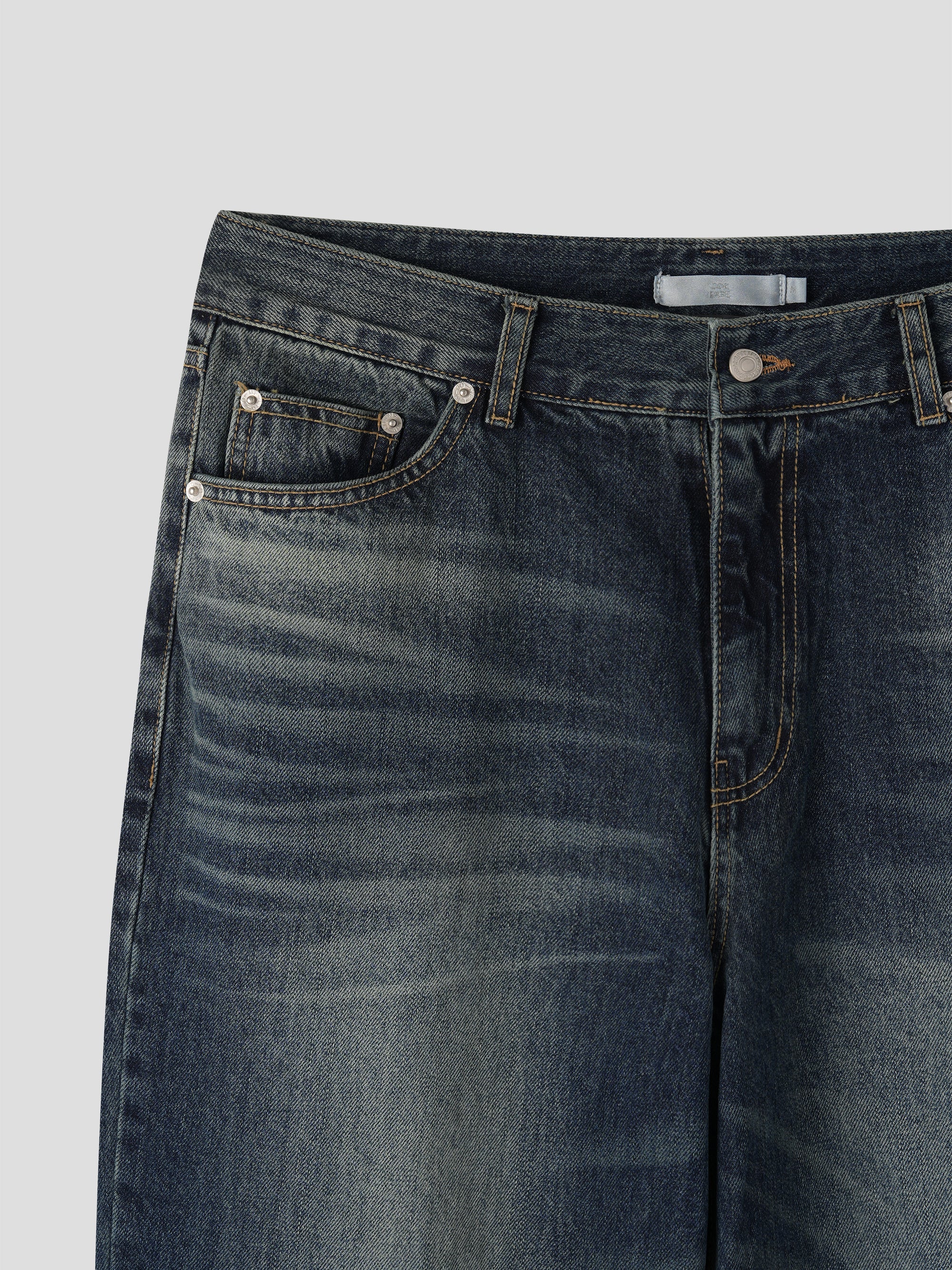 Washed Wide-Leg Denim Pants