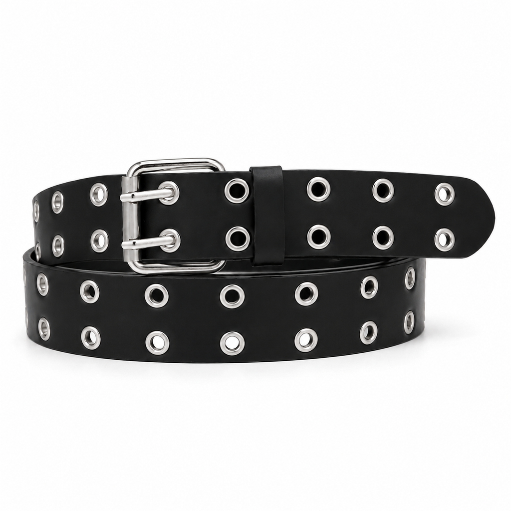 Double-Prong Eyelet Leather Belt
