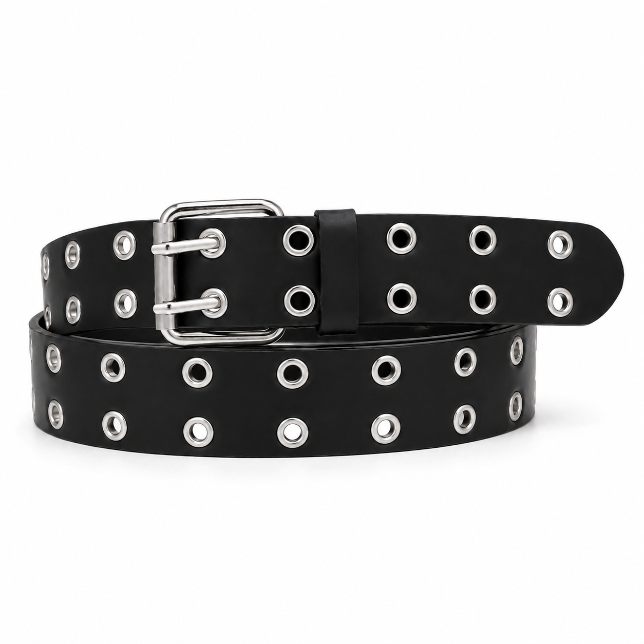 Double-Prong Eyelet Leather Belt