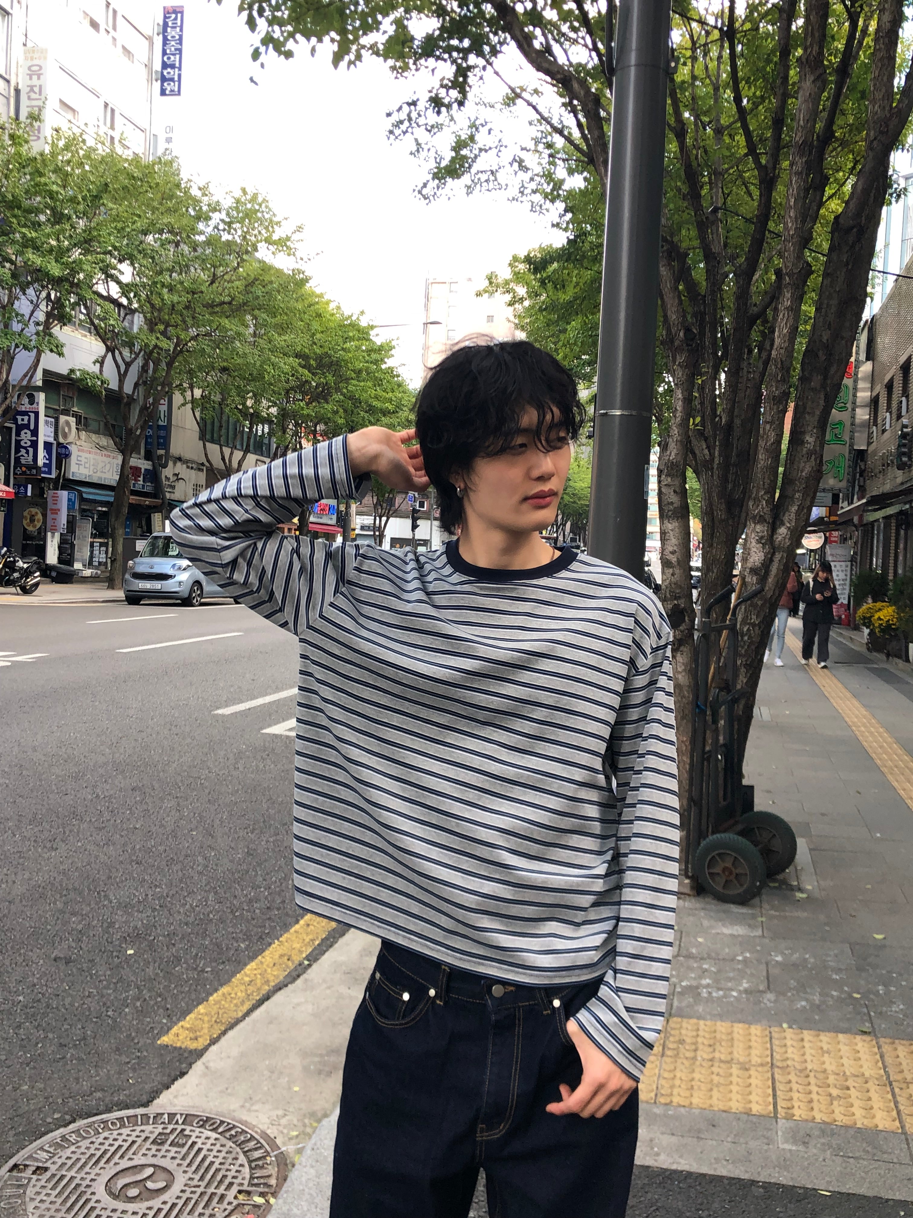 Soft Stretch Stripe Long Sleeve Tee