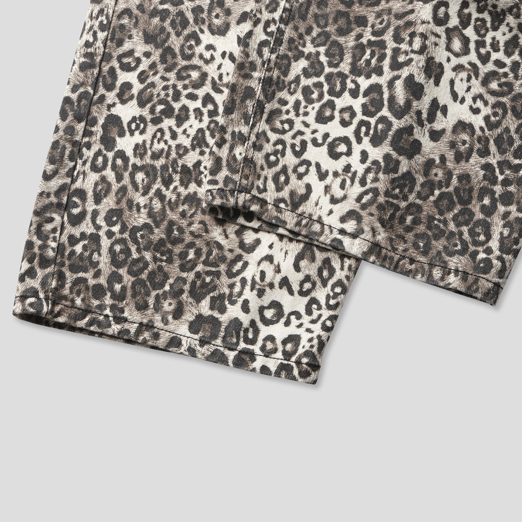 Washed Leopard Wide Cotton Pants