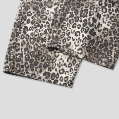 Washed Leopard Wide Cotton Pants