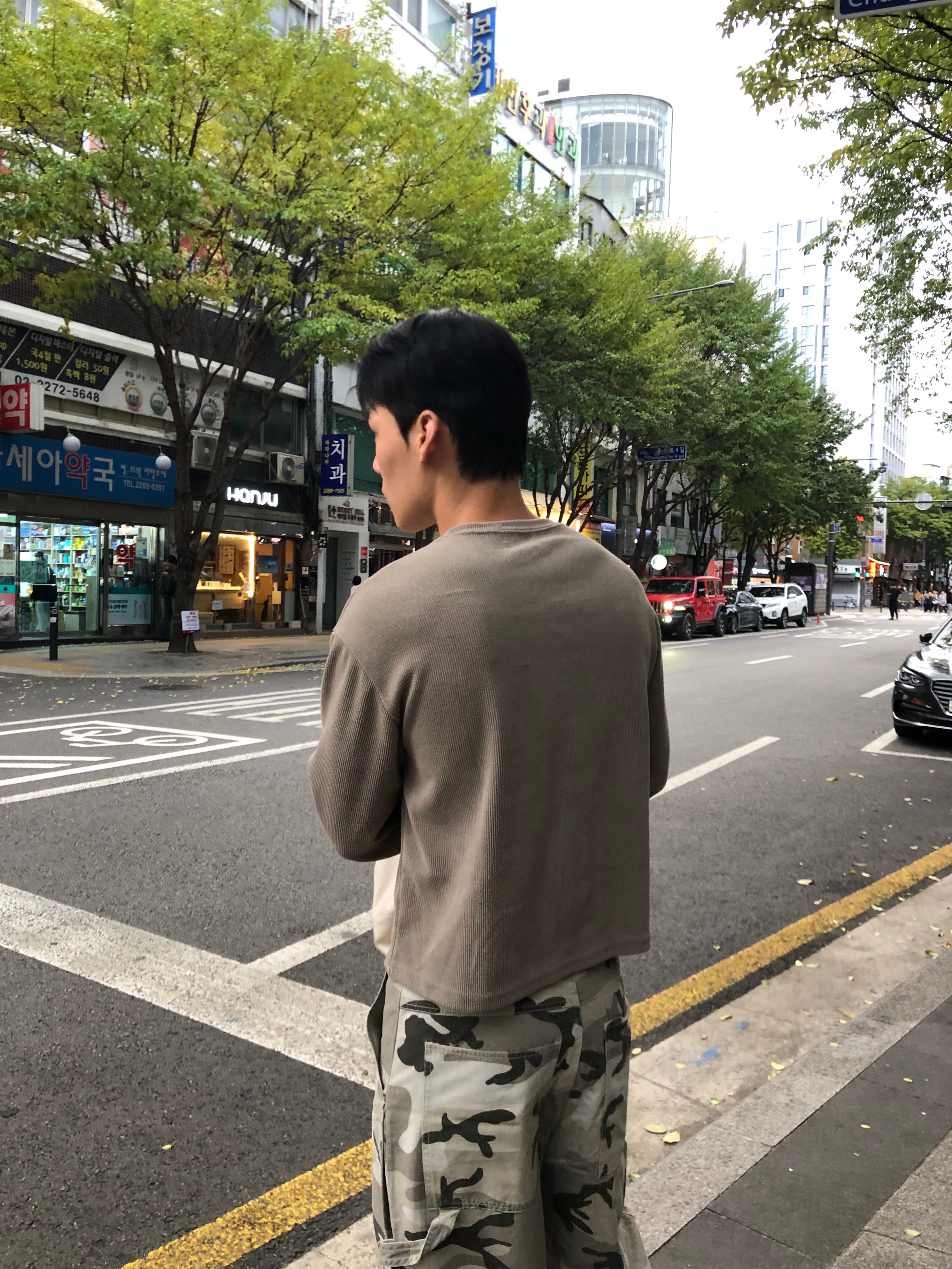 Waffle Knit Crop Long Sleeve