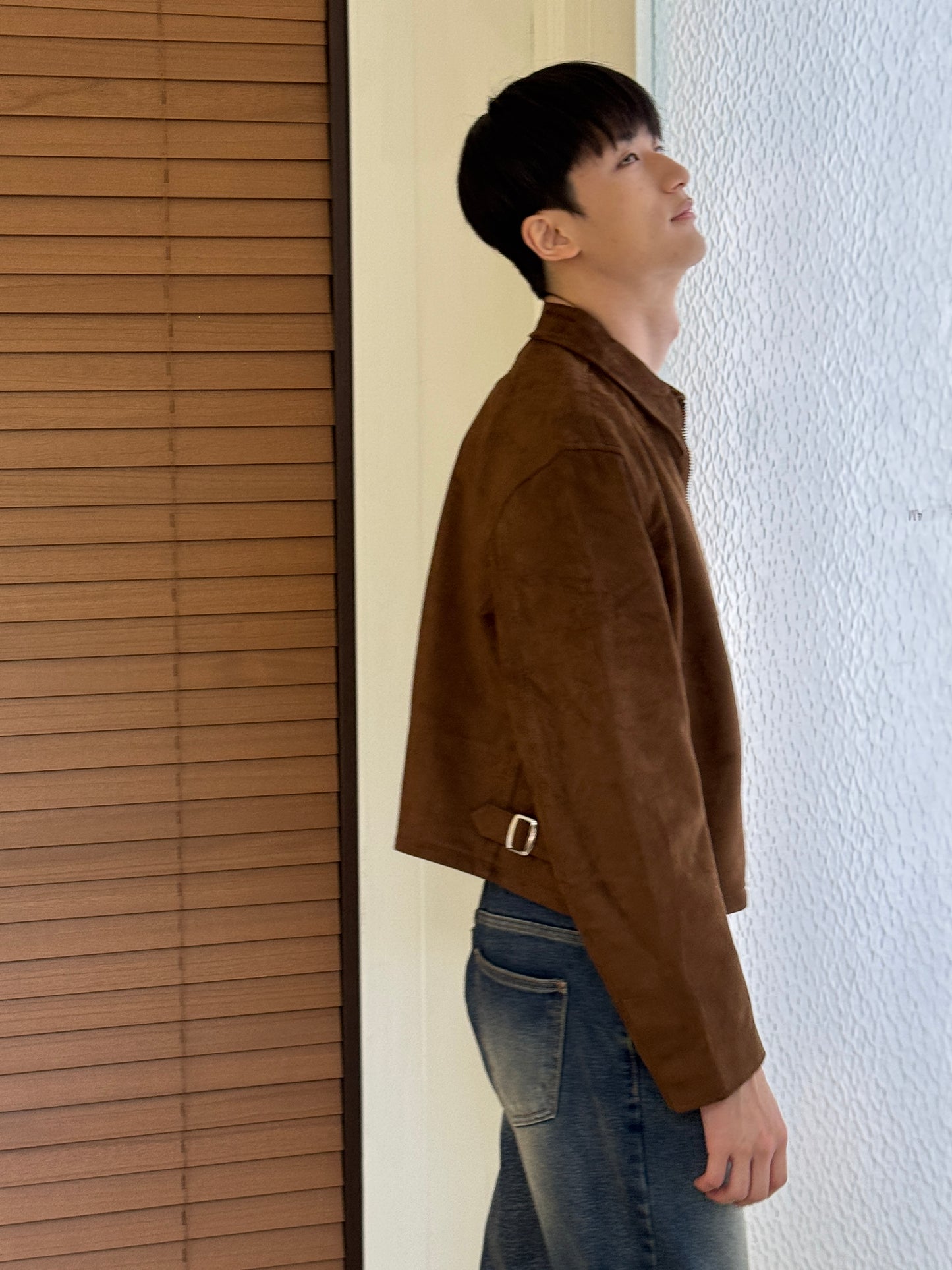 Suede Crop Jacket Brown