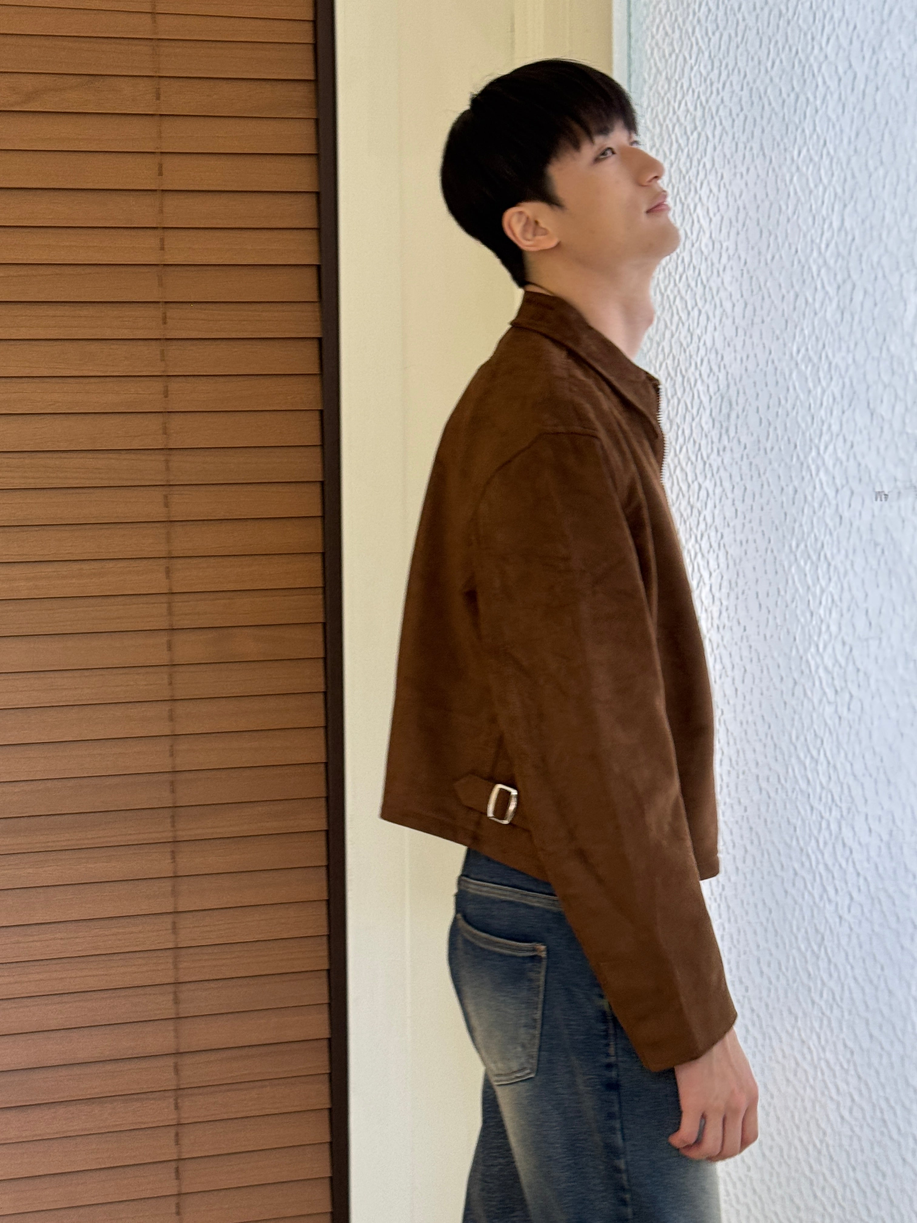 Suede Crop Jacket Brown